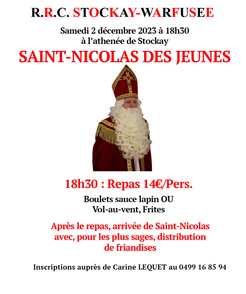 Samedi 2 décembre 18h30, Saint-Nicolas des jeunes à l'athénée de Stockay