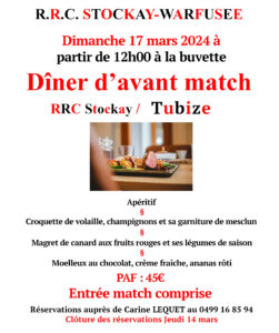 17 mars Dîner d'avant Match contre Tubize @ Stade de Stockay Warfusée | Saint-Georges-sur-Meuse | Région Wallonne | Belgique